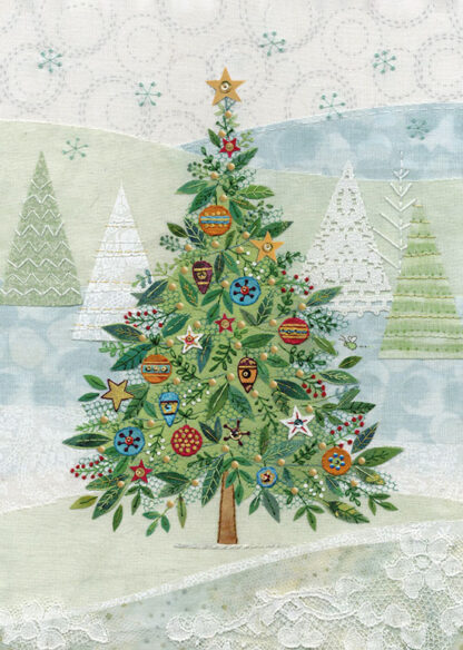 AC009 Embroidered Tree greeting card bug art