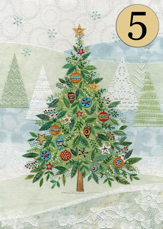 ACC009 Embroidered Tree 5pack greeting card bug art