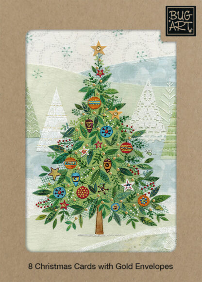 ACX009 Embroidered Tree 8xPack greeting card bug art