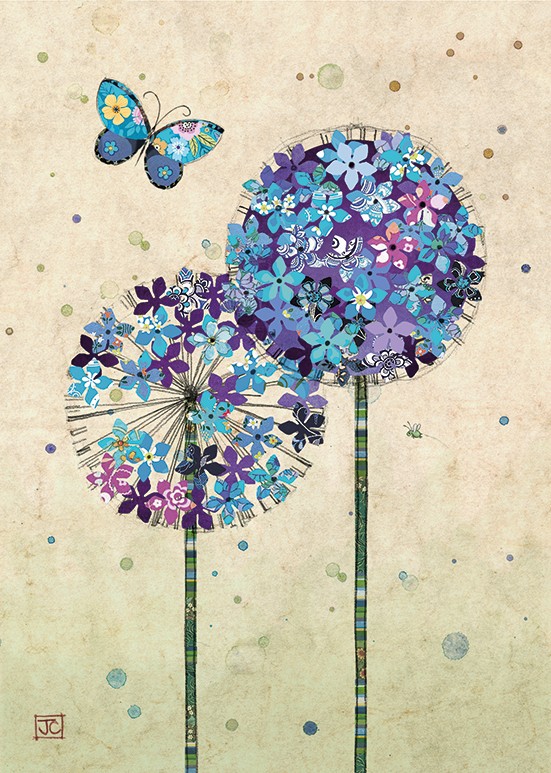 D173 Butterfly Allium bug art greeting card