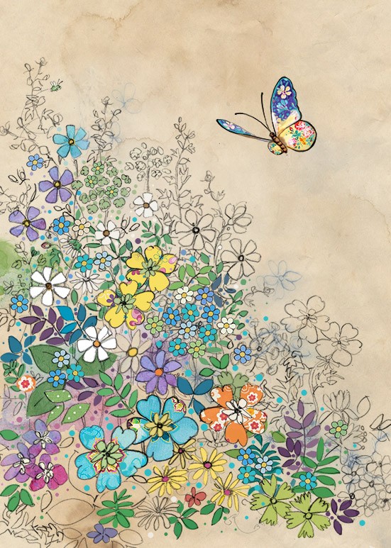 D188 Garden Butterfly bug art greeting card