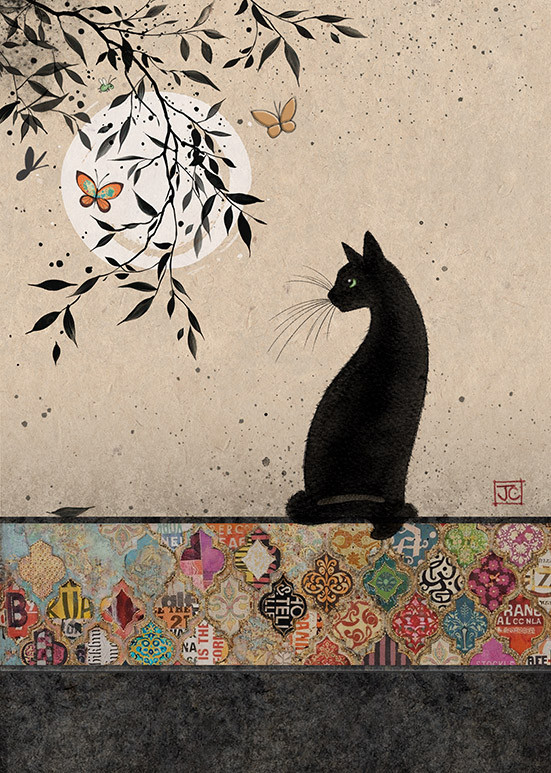 D193 Cat Pattern bug art greeting card
