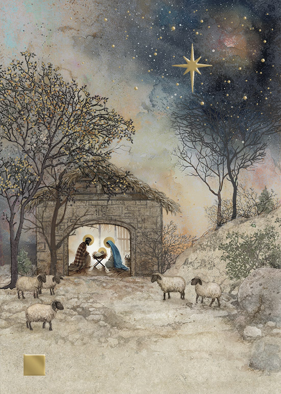 DC043 Nativity Stable greeting card bug art