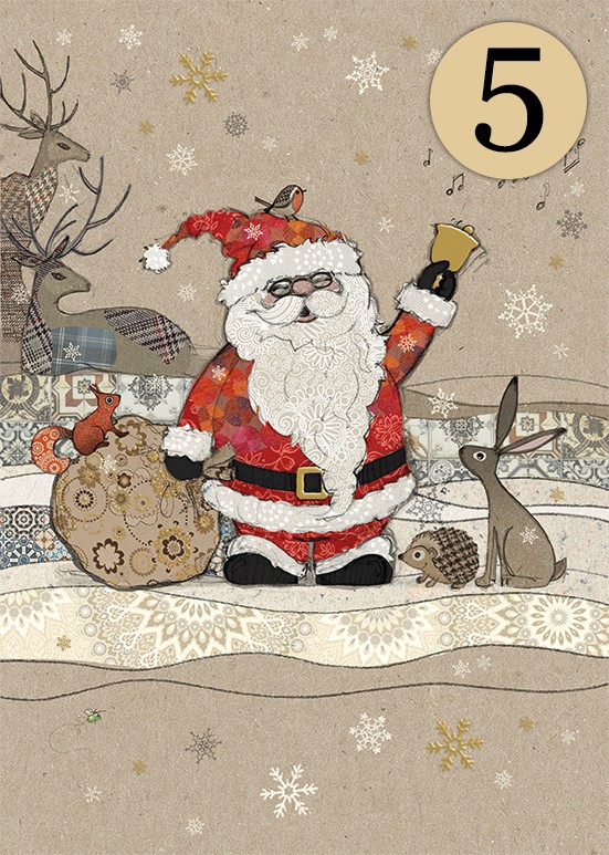 DCC028 Santa & Friends 5-pack bug art greeting card