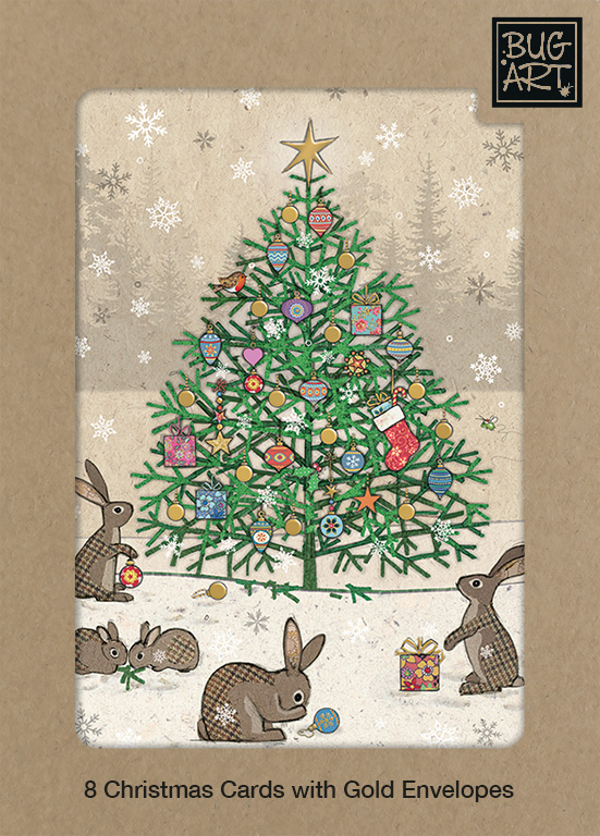 DCX034 Rabbits Tree 8xPack greeting card bug art