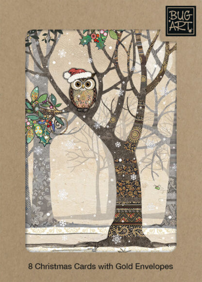 DCX037 Santa Owl Tree 8xPack greeting card bug art