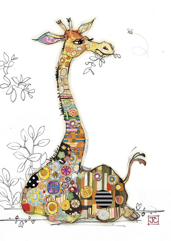 G002 Gerry Giraffe bug art greeting card