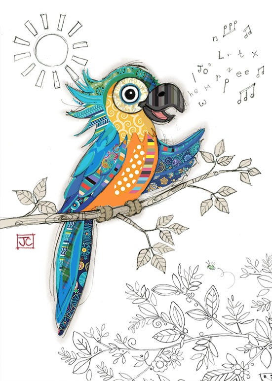 G035 Percy Parrot bug art greeting card
