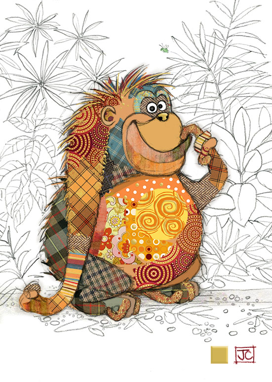 G043 Obi Orangutan bug art greeting card
