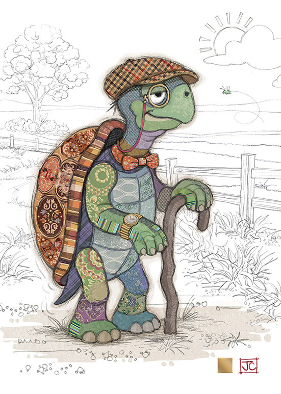 G056 Theodore Tortoise bug art greeting card
