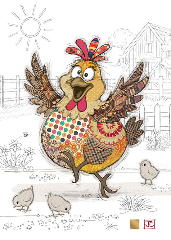 G057 Harriet Hen bug art greeting card