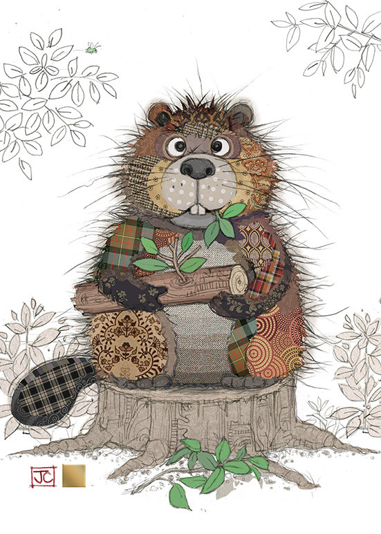 G059 Barry Beaver bug art greeting card