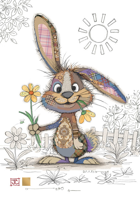 G061 Truffle Rabbit bug art greeting card