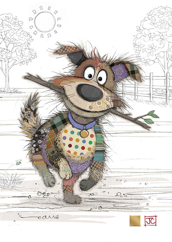 G062 Dougie Dog bug art greeting card