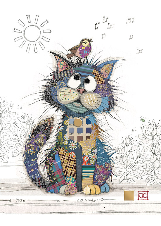 G064 Charlie Cat bug art greeting card