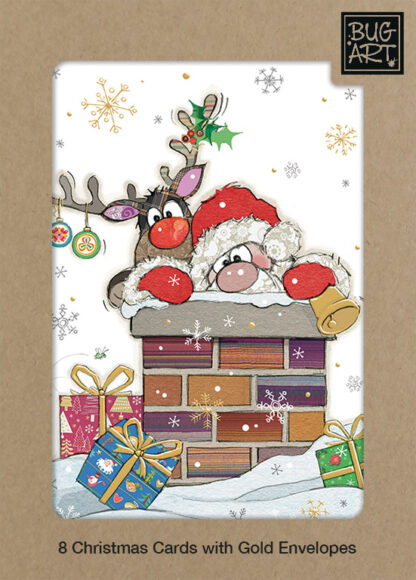 GCX012 Santa Roof 8xPack greeting card bug art