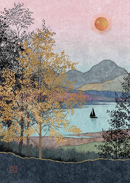 K017 Boat Lake bug art greeting card