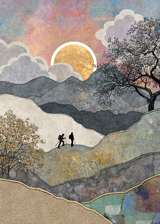 K025 Hikers bug art greeting card