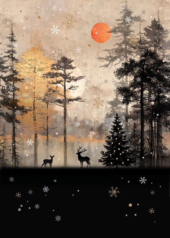 KC011 Deer Scene bug art greeting card