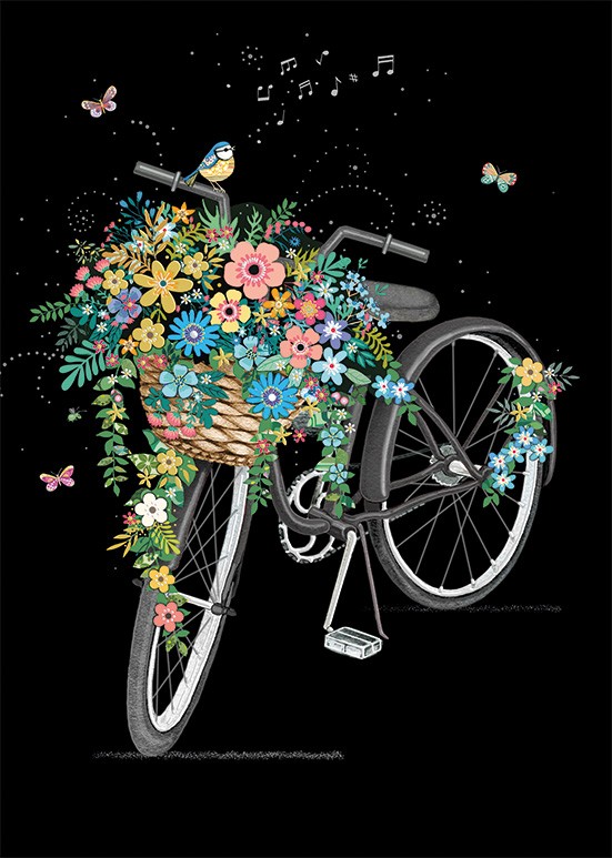 M157 Flower Bike bug art greeting card