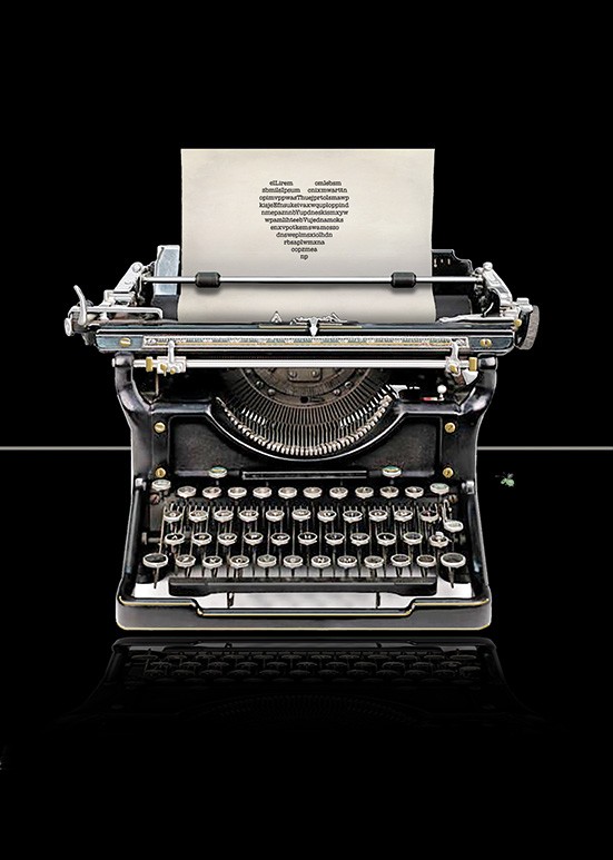 M158 Typewriter bug art greeting card