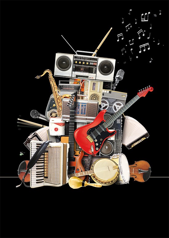 M161 Music Robot bug art greeting card