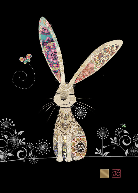 M184 Decorative Rabbit bug art greeting card
