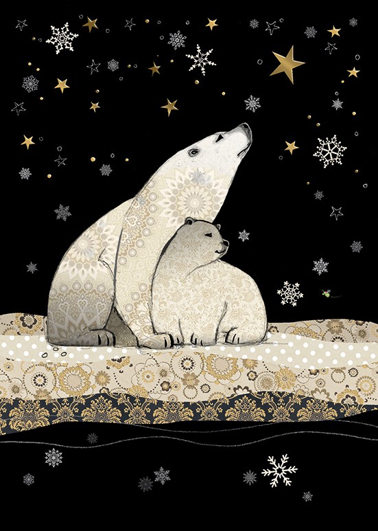 MC050 Polar Bears bug art greeting card