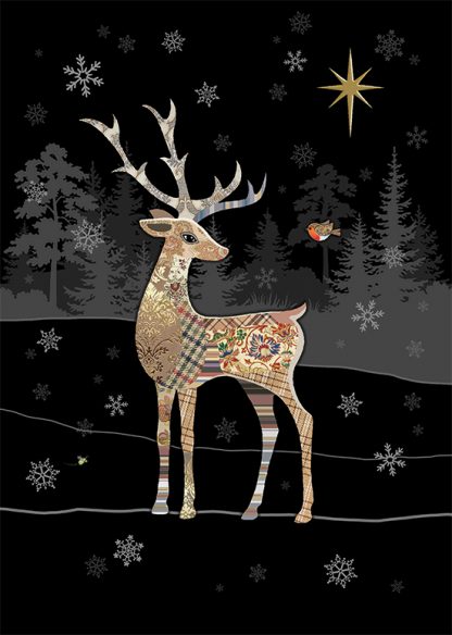 MC055 Reindeer Robin bug art greeting card