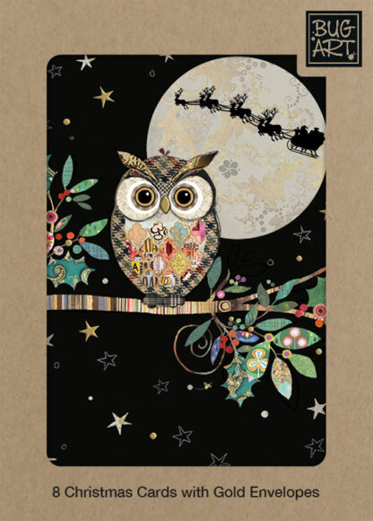 MCX049 Christmas Owl 8xPack greeting card bug art