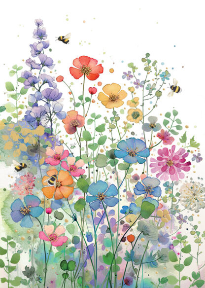 P006 Floral Meadow bug art greeting card